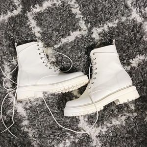 White Platform Combat Boots